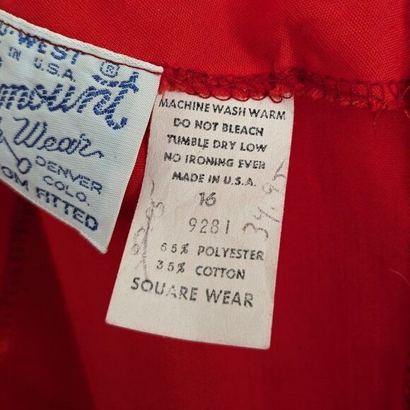 Vintage Rockmount Ranch Wear Dress - 16 - Red & Rainbow w/ Ruffles, Bows, Lace - Picture 10 of 15